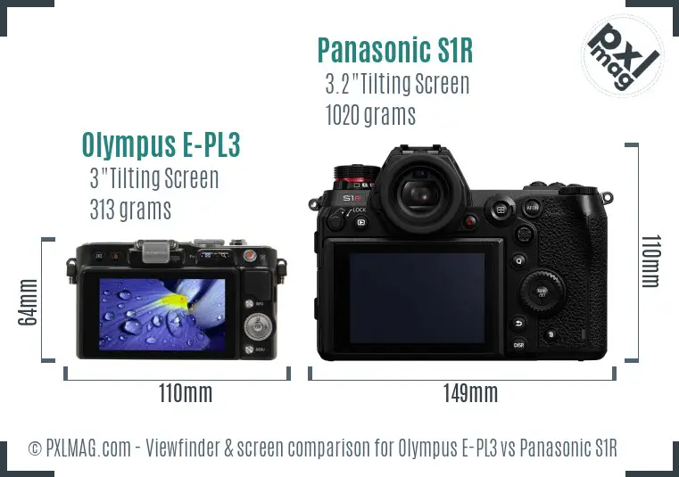 Olympus E-PL3 vs Panasonic S1R Screen and Viewfinder comparison
