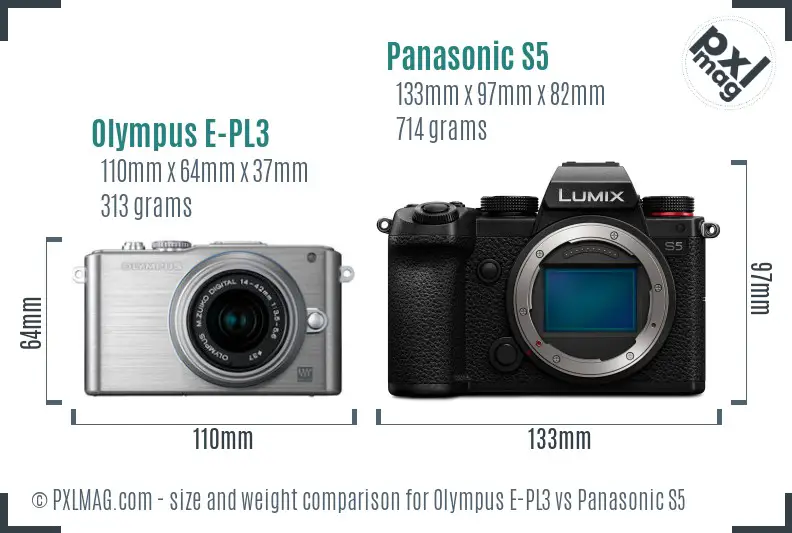 Olympus E-PL3 vs Panasonic S5 size comparison