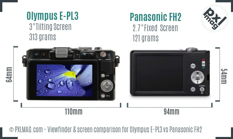 Olympus E-PL3 vs Panasonic FH2 Screen and Viewfinder comparison