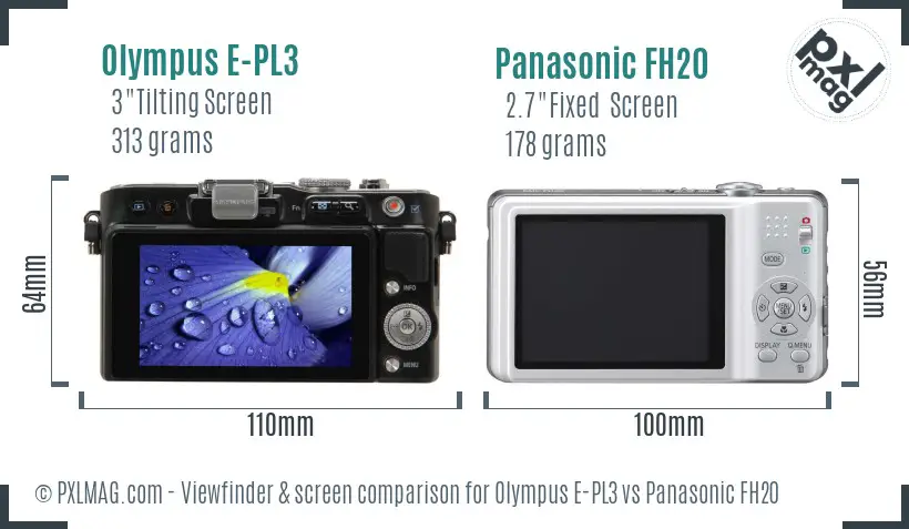 Olympus E-PL3 vs Panasonic FH20 Screen and Viewfinder comparison