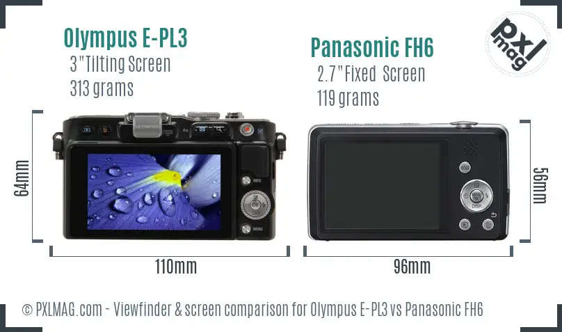 Olympus E-PL3 vs Panasonic FH6 Screen and Viewfinder comparison