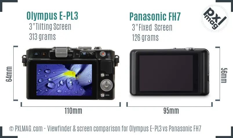 Olympus E-PL3 vs Panasonic FH7 Screen and Viewfinder comparison
