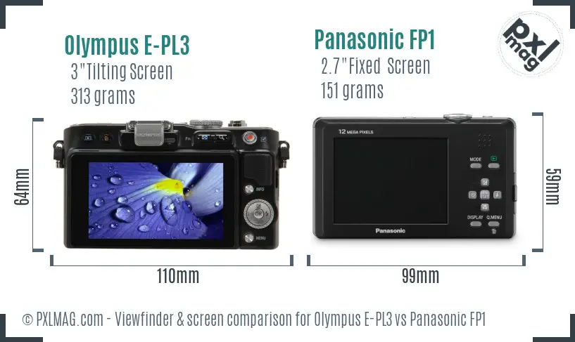 Olympus E-PL3 vs Panasonic FP1 Screen and Viewfinder comparison