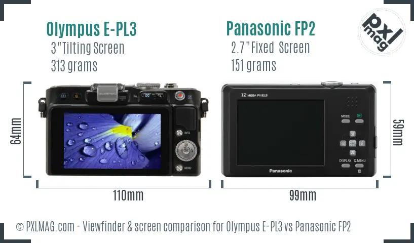 Olympus E-PL3 vs Panasonic FP2 Screen and Viewfinder comparison