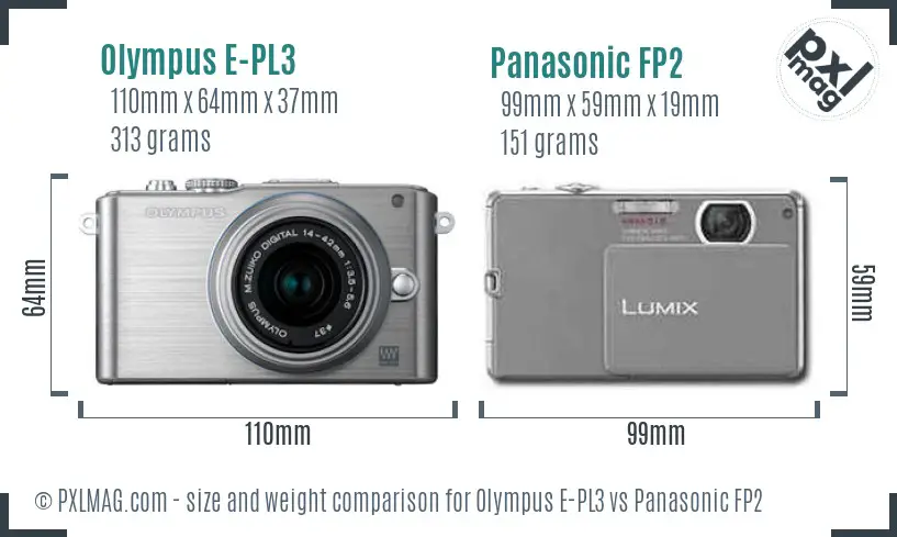 Olympus E-PL3 vs Panasonic FP2 size comparison