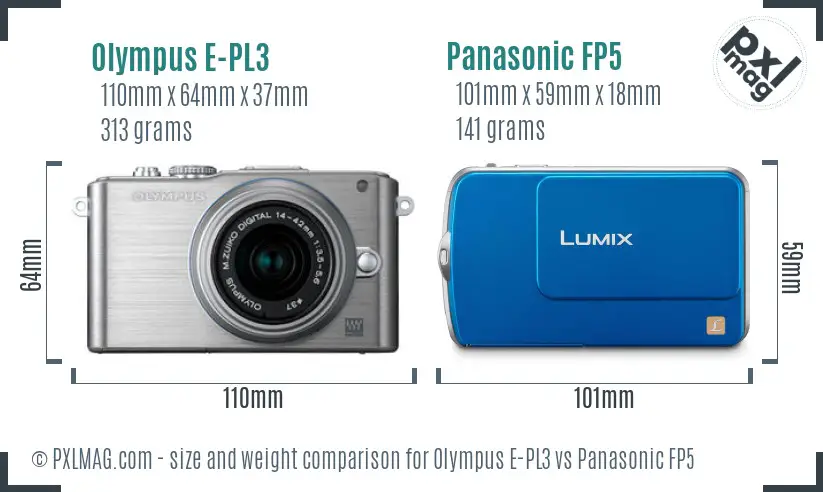 Olympus E-PL3 vs Panasonic FP5 size comparison