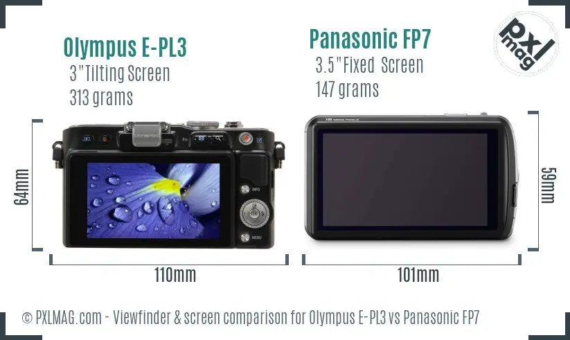 Olympus E-PL3 vs Panasonic FP7 Screen and Viewfinder comparison