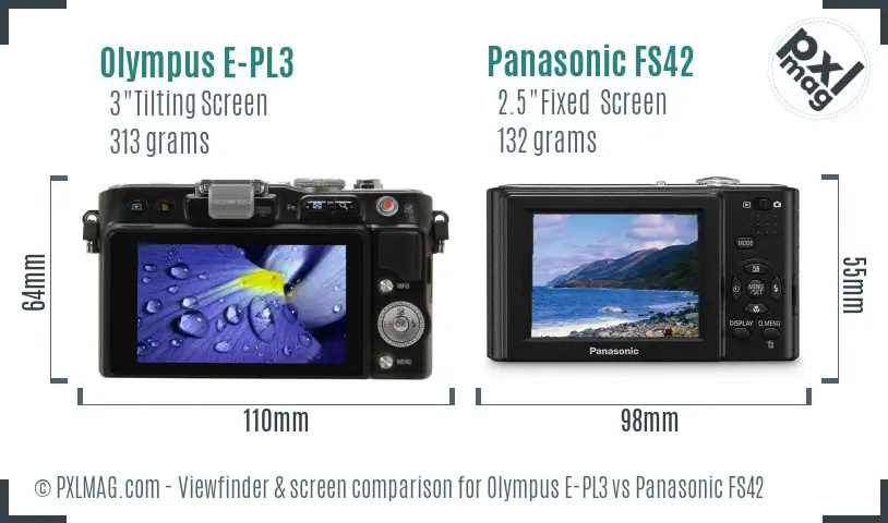 Olympus E-PL3 vs Panasonic FS42 Screen and Viewfinder comparison