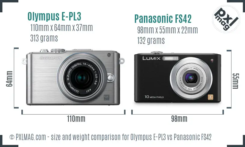 Olympus E-PL3 vs Panasonic FS42 size comparison