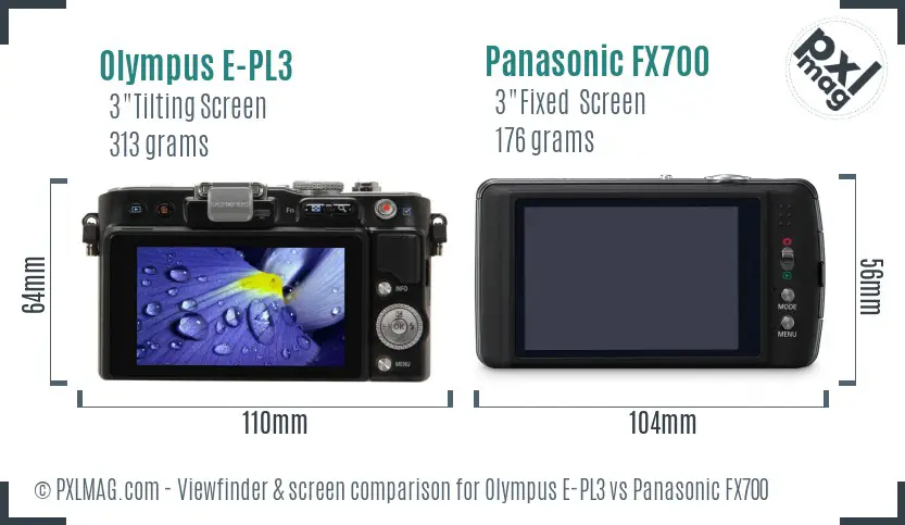 Olympus E-PL3 vs Panasonic FX700 Screen and Viewfinder comparison