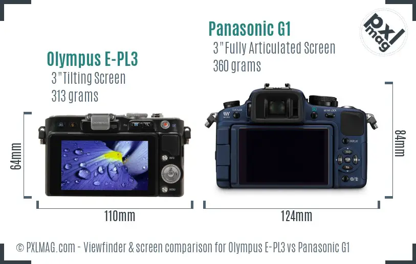 Olympus E-PL3 vs Panasonic G1 Screen and Viewfinder comparison
