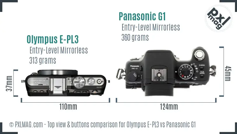 Olympus E-PL3 vs Panasonic G1 top view buttons comparison