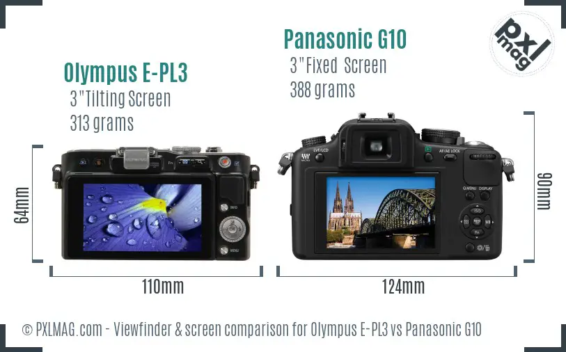 Olympus E-PL3 vs Panasonic G10 Screen and Viewfinder comparison