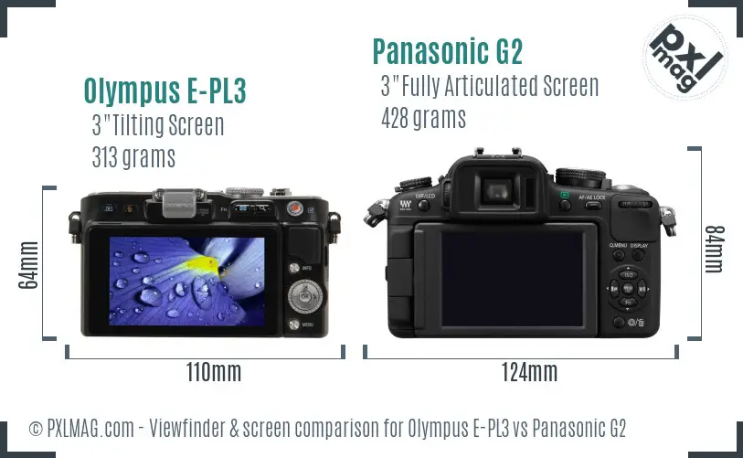 Olympus E-PL3 vs Panasonic G2 Screen and Viewfinder comparison