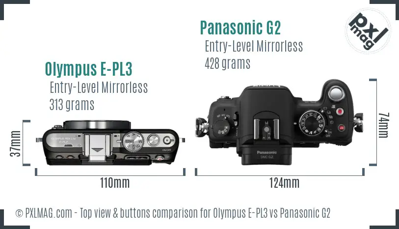 Olympus E-PL3 vs Panasonic G2 top view buttons comparison