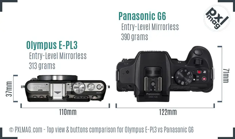 Olympus E-PL3 vs Panasonic G6 top view buttons comparison