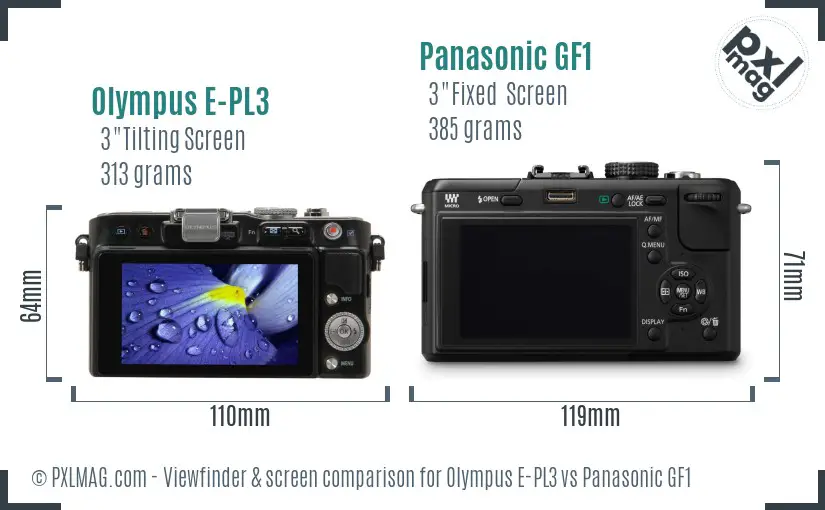 Olympus E-PL3 vs Panasonic GF1 Screen and Viewfinder comparison