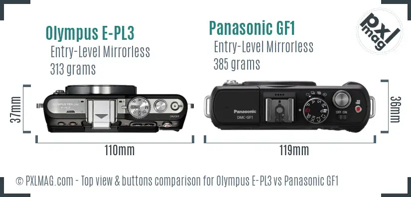 Olympus E-PL3 vs Panasonic GF1 top view buttons comparison