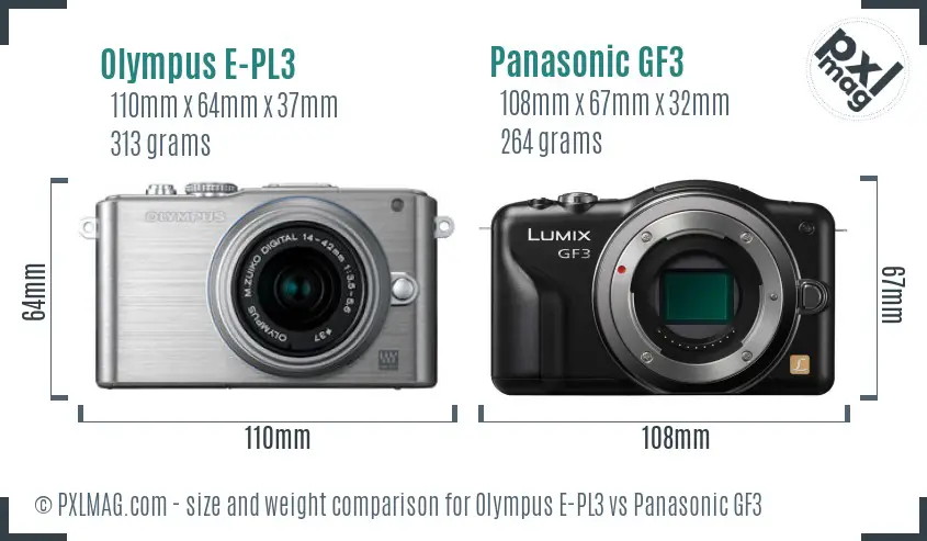Olympus E-PL3 vs Panasonic GF3 size comparison