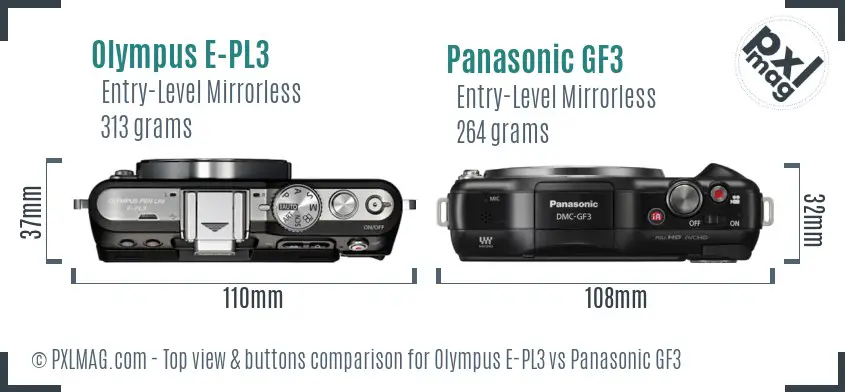 Olympus E-PL3 vs Panasonic GF3 top view buttons comparison