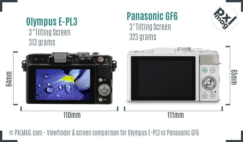 Olympus E-PL3 vs Panasonic GF6 Screen and Viewfinder comparison