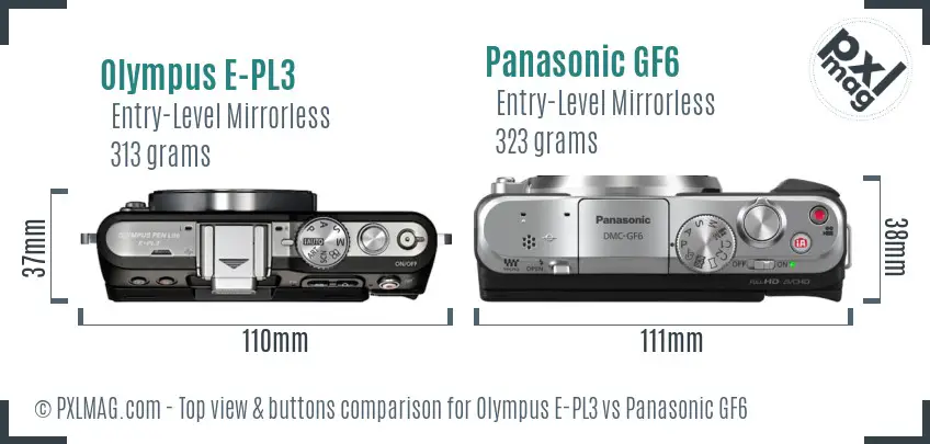 Olympus E-PL3 vs Panasonic GF6 top view buttons comparison