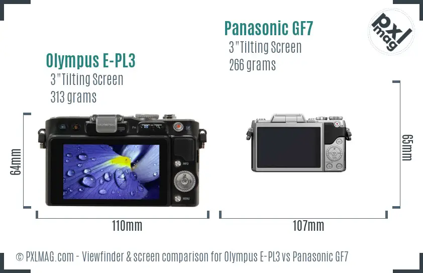 Olympus E-PL3 vs Panasonic GF7 Screen and Viewfinder comparison