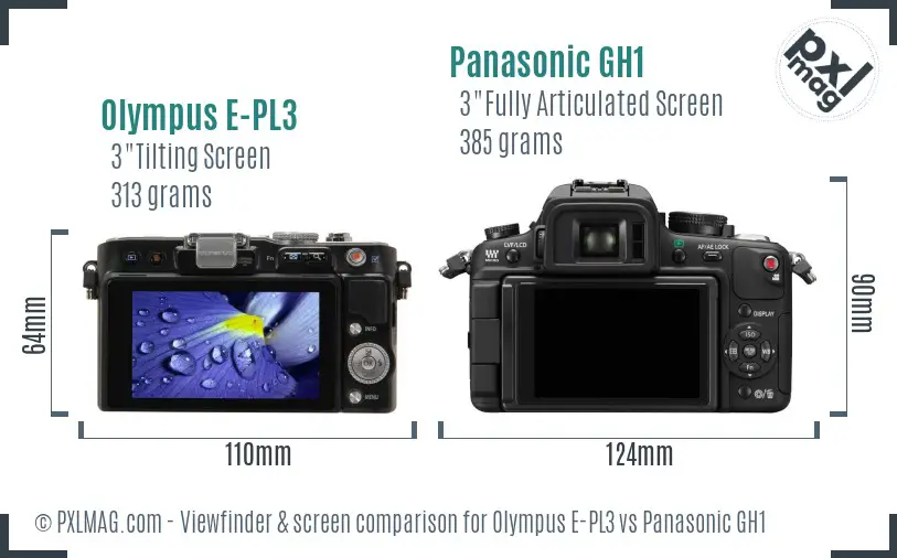 Olympus E-PL3 vs Panasonic GH1 Screen and Viewfinder comparison