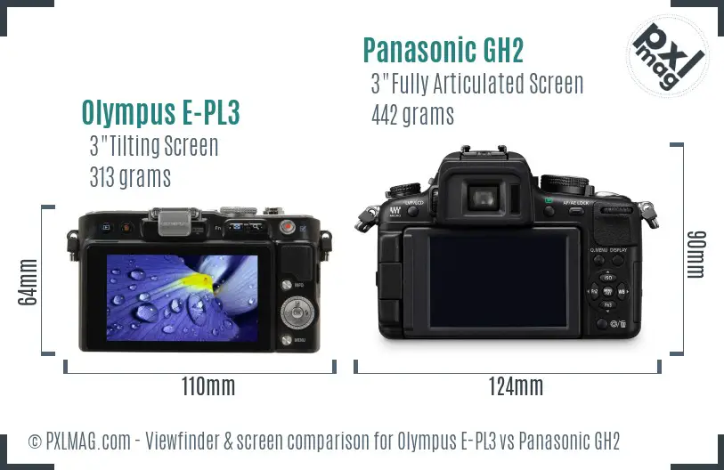 Olympus E-PL3 vs Panasonic GH2 Screen and Viewfinder comparison