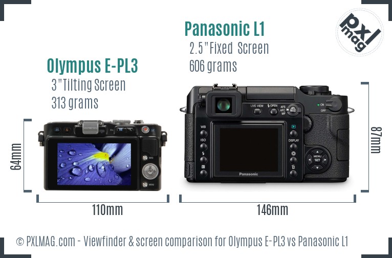 Olympus E-PL3 vs Panasonic L1 Screen and Viewfinder comparison