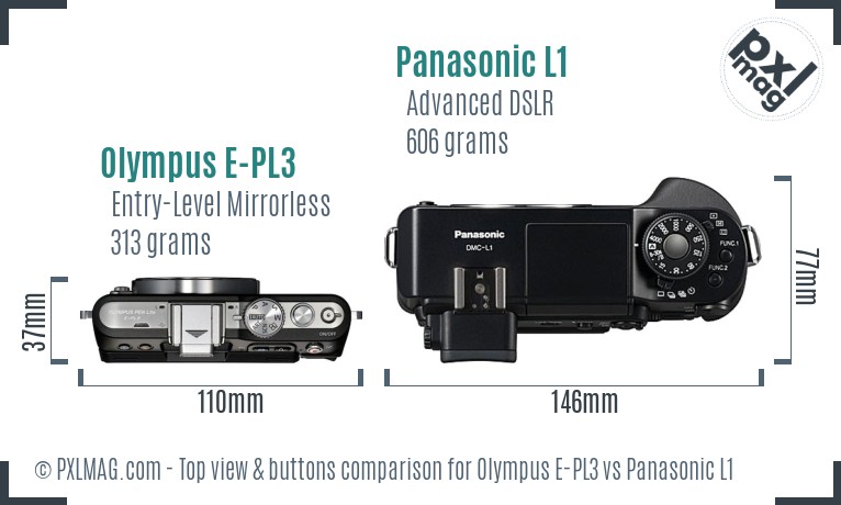 Olympus E-PL3 vs Panasonic L1 top view buttons comparison