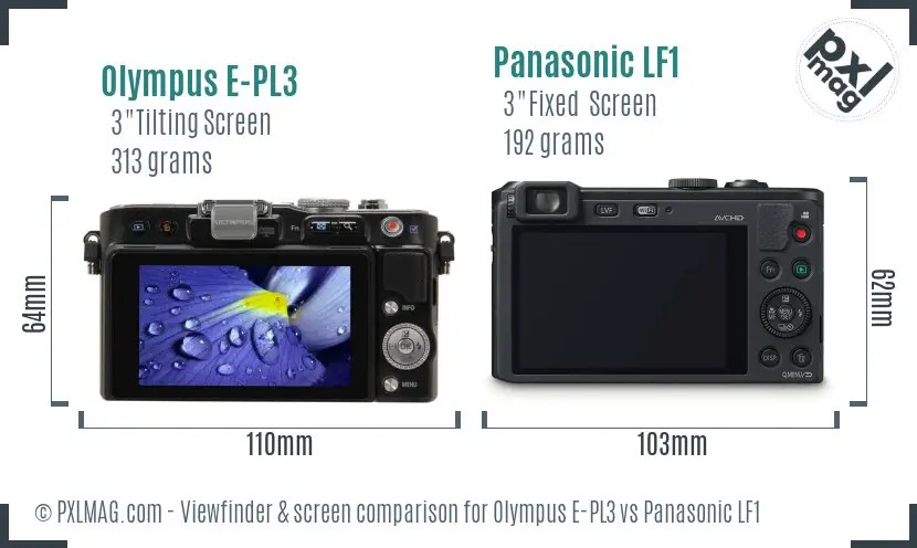 Olympus E-PL3 vs Panasonic LF1 Screen and Viewfinder comparison