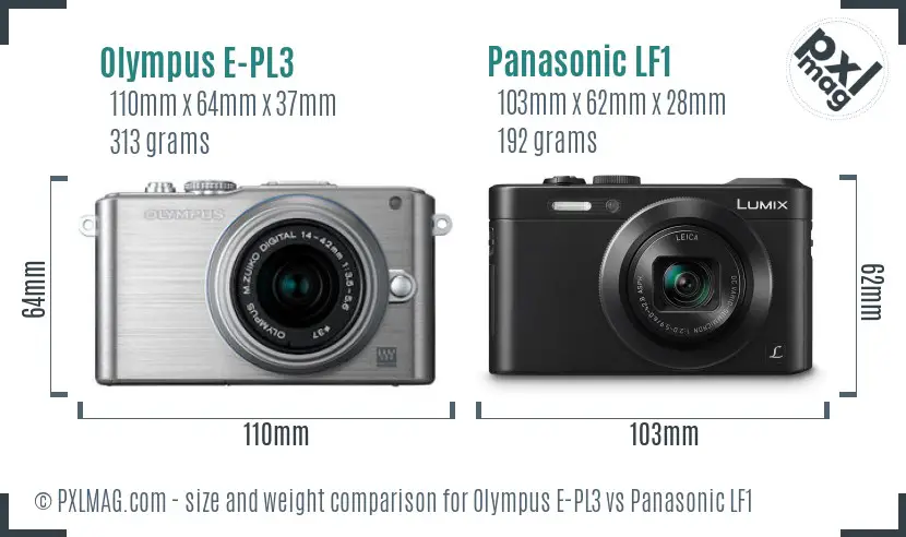 Olympus E-PL3 vs Panasonic LF1 size comparison