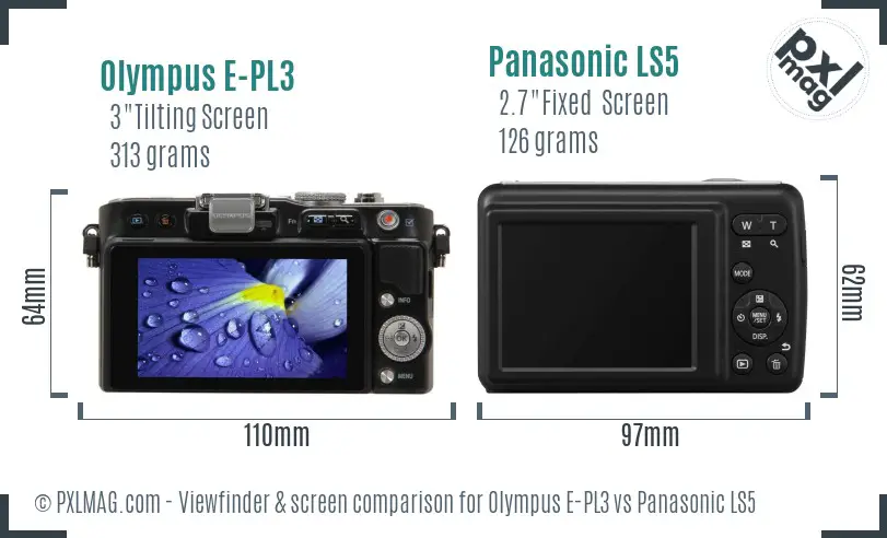 Olympus E-PL3 vs Panasonic LS5 Screen and Viewfinder comparison
