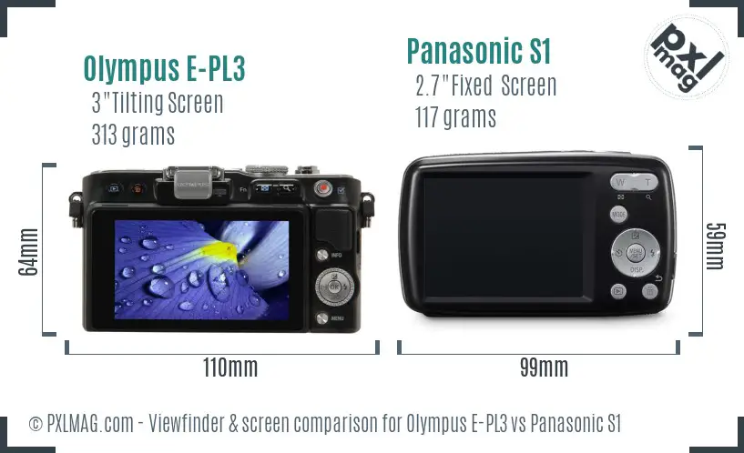 Olympus E-PL3 vs Panasonic S1 Screen and Viewfinder comparison