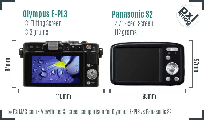 Olympus E-PL3 vs Panasonic S2 Screen and Viewfinder comparison