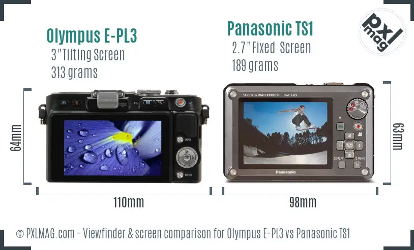 Olympus E-PL3 vs Panasonic TS1 Screen and Viewfinder comparison