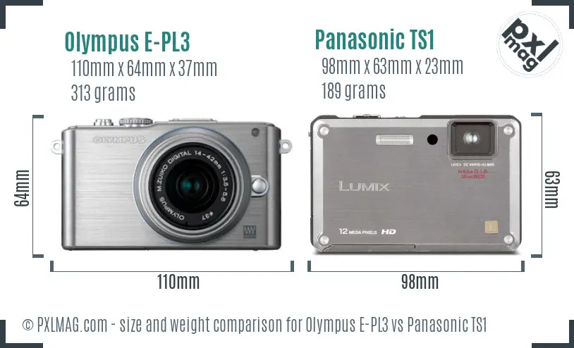 Olympus E-PL3 vs Panasonic TS1 size comparison