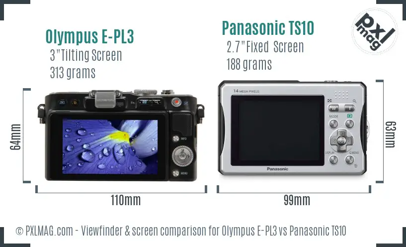 Olympus E-PL3 vs Panasonic TS10 Screen and Viewfinder comparison