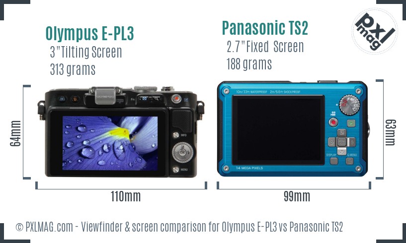 Olympus E-PL3 vs Panasonic TS2 Screen and Viewfinder comparison