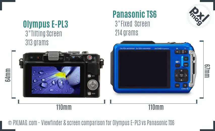 Olympus E-PL3 vs Panasonic TS6 Screen and Viewfinder comparison