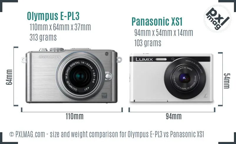 Olympus E-PL3 vs Panasonic XS1 size comparison