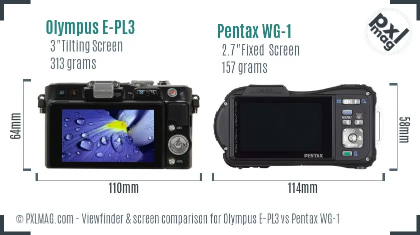 Olympus E-PL3 vs Pentax WG-1 Screen and Viewfinder comparison