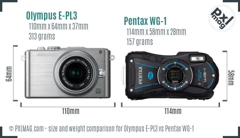 Olympus E-PL3 vs Pentax WG-1 size comparison