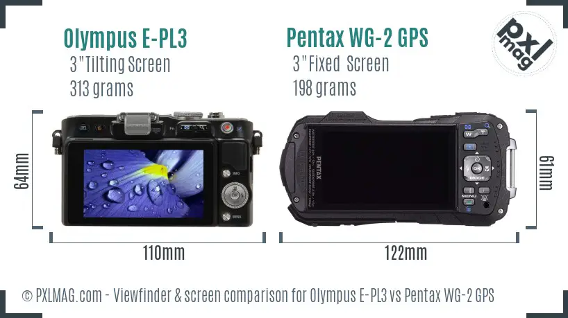 Olympus E-PL3 vs Pentax WG-2 GPS Screen and Viewfinder comparison