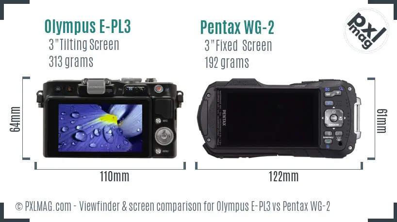 Olympus E-PL3 vs Pentax WG-2 Screen and Viewfinder comparison