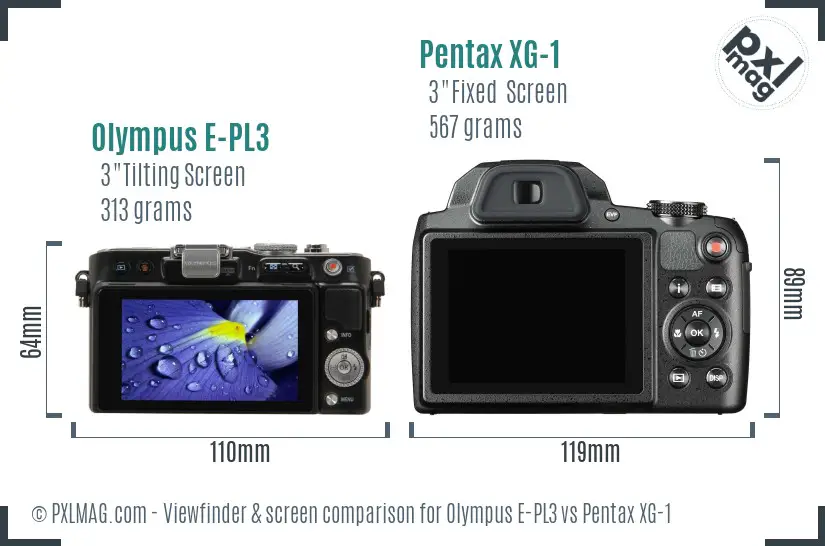 Olympus E-PL3 vs Pentax XG-1 Screen and Viewfinder comparison Olympus E-PL3 vs Pentax XG-1 Screen and Viewfinder comparison