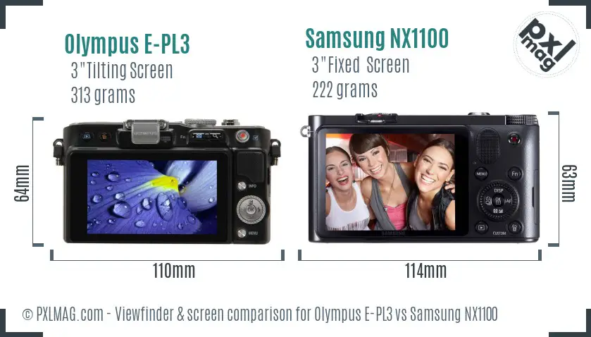 Olympus E-PL3 vs Samsung NX1100 Screen and Viewfinder comparison Olympus E-PL3 vs Samsung NX1100 Screen and Viewfinder comparison