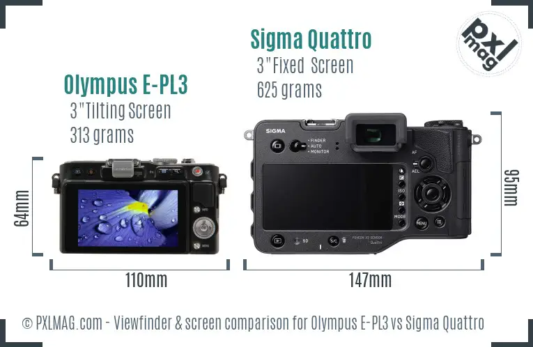 Olympus E-PL3 vs Sigma Quattro Screen and Viewfinder comparison