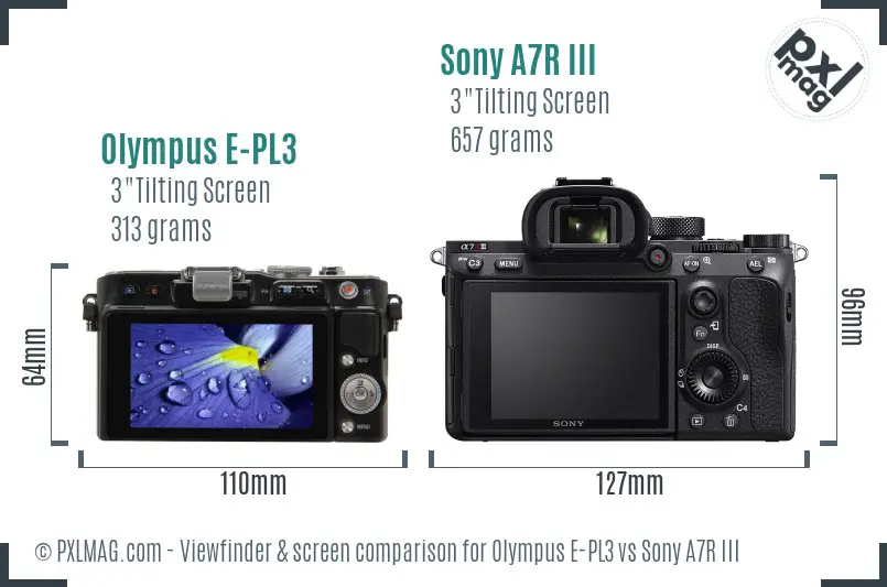 Olympus E-PL3 vs Sony A7R III Screen and Viewfinder comparison